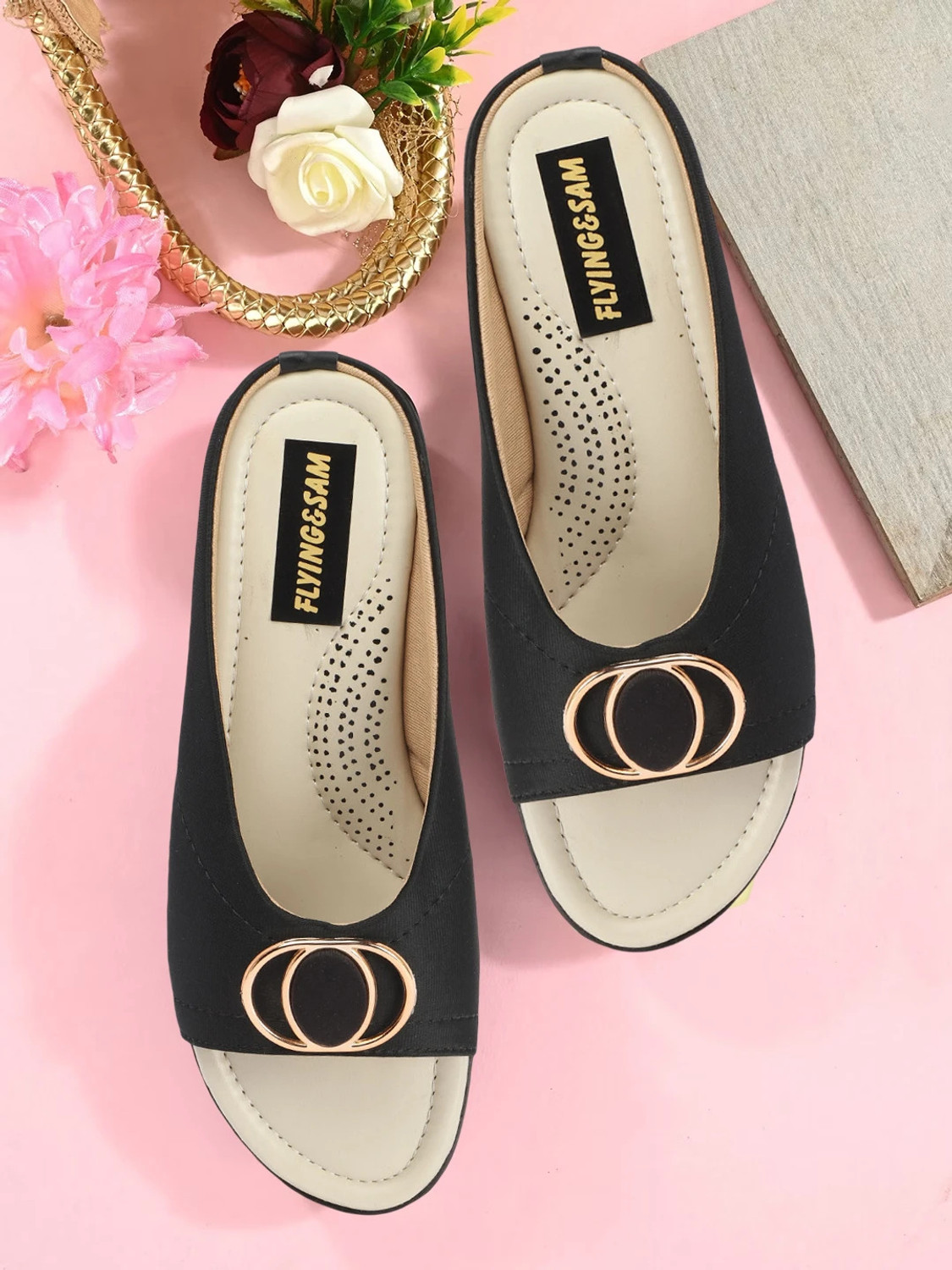 FLYING&SAM Women Black Flats