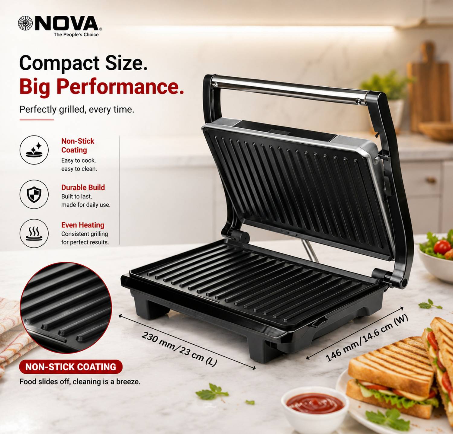 NOVA 2 Slice Grill Sandwich Maker - Image 3