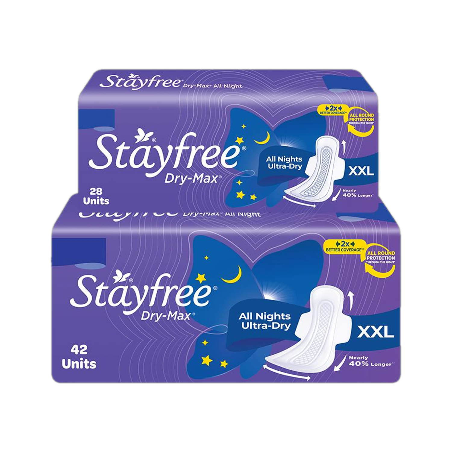 STAYFREE All Nights| All round protection through the night| 2x better coverage Sanitary Pad