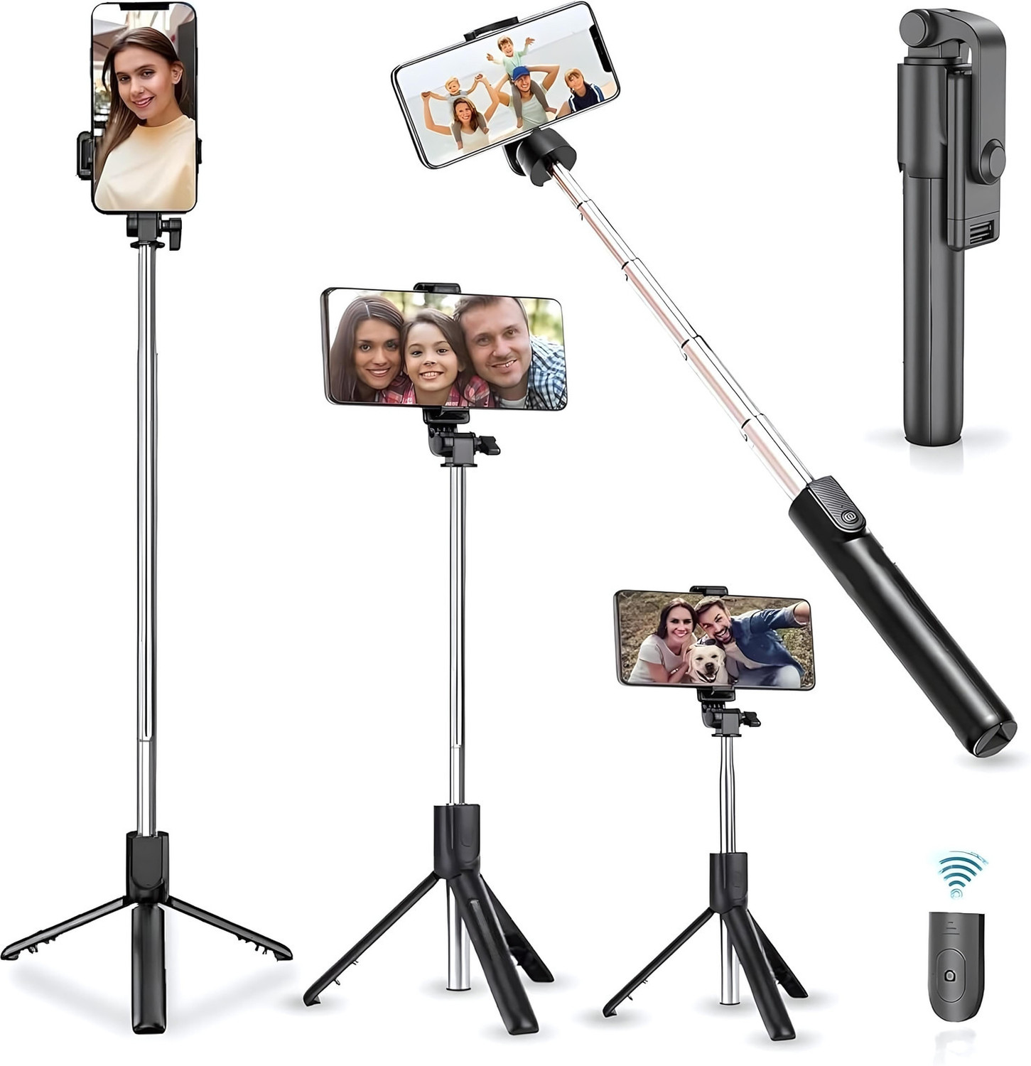 Hold up Wireless Remote Extendable tripod stand with Bluetooth Selfie Stick