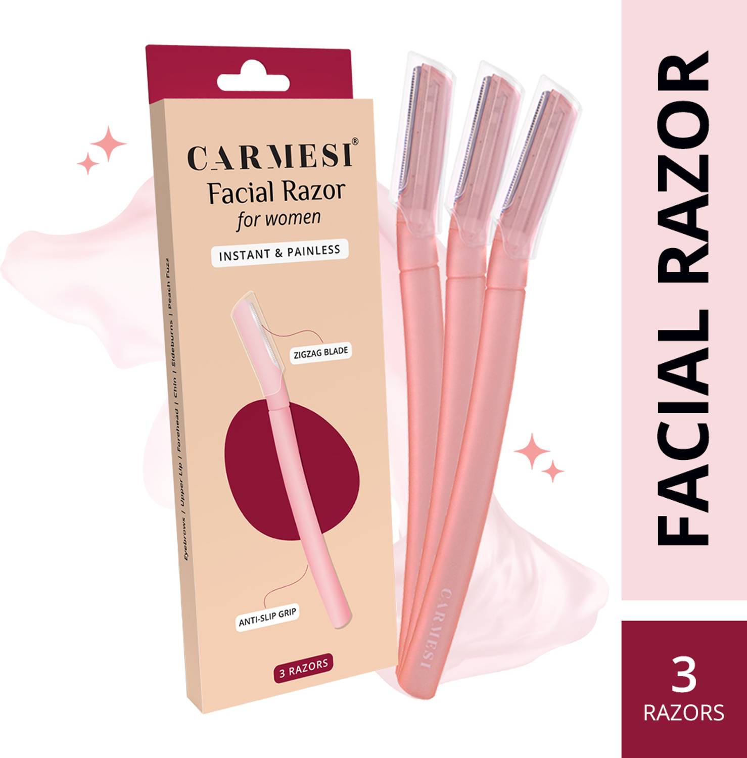 Carmesi Facial Razor for Women - Pack of 3 - Image 1