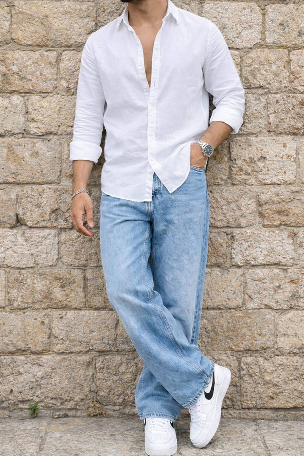 Mardex Men Solid Casual White Shirt - Image 1