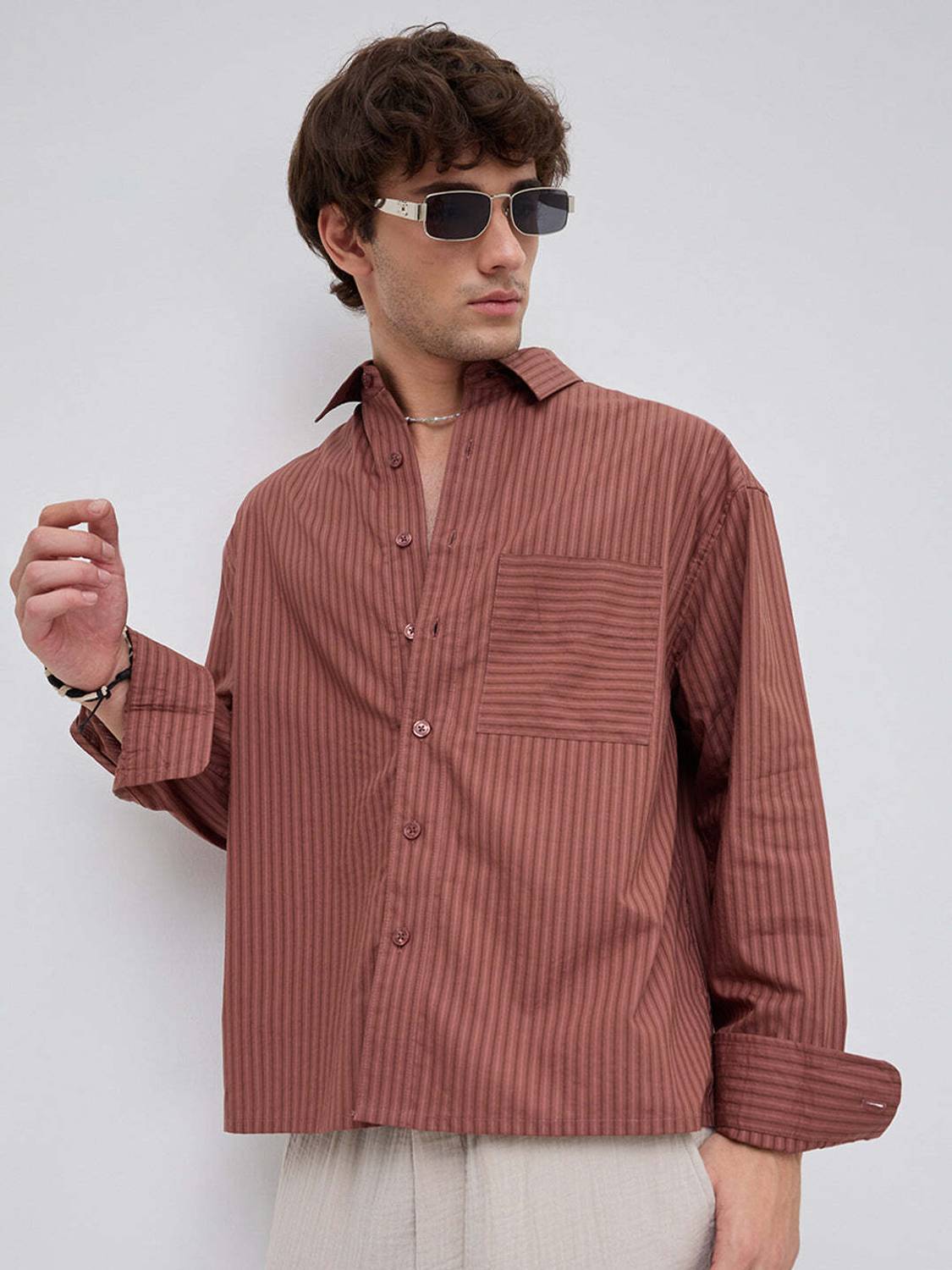 VASTRADO Men Striped Casual Red Shirt - Image 2