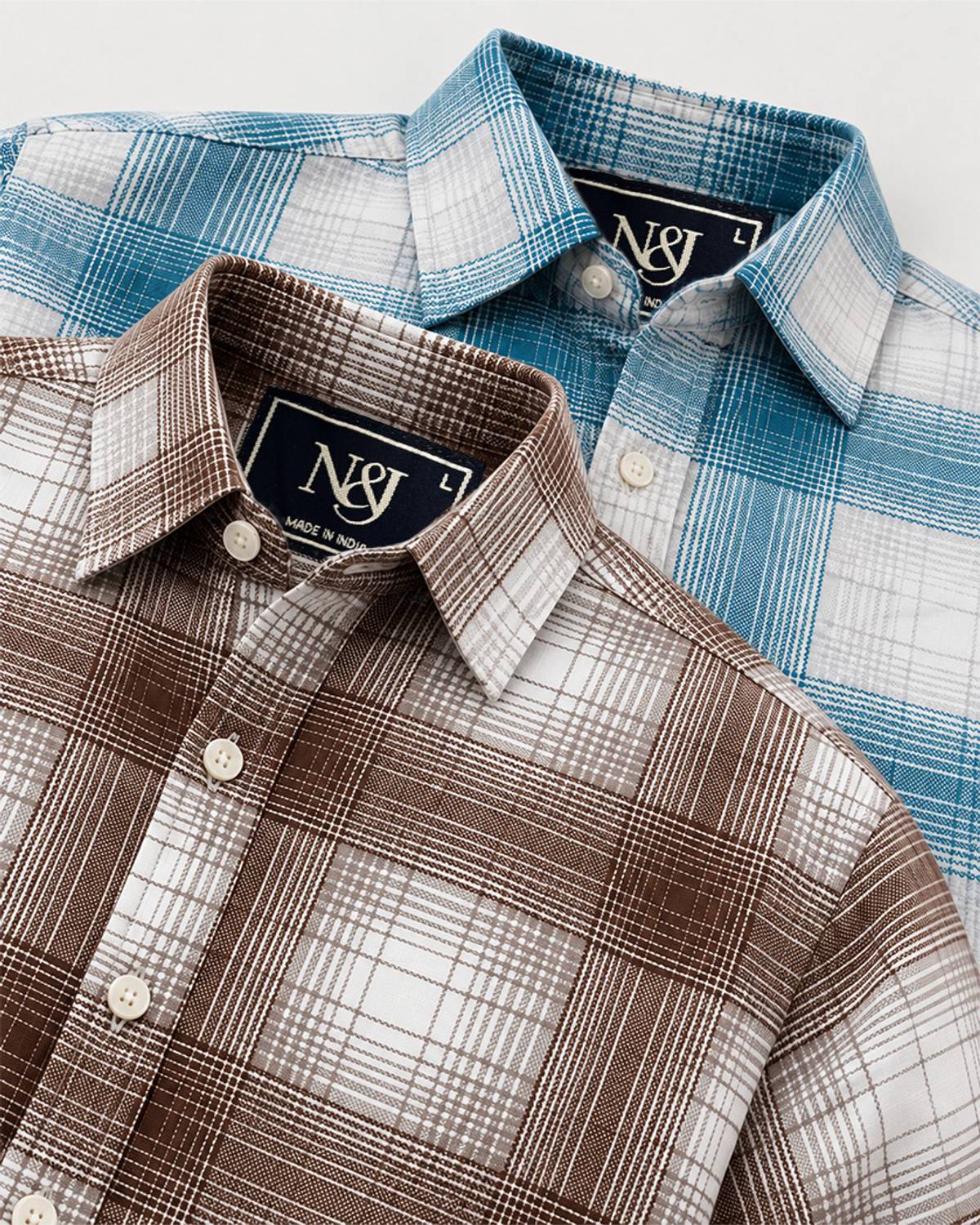 N AND J Men Checkered Casual Brown, Black Shirt - Image 2