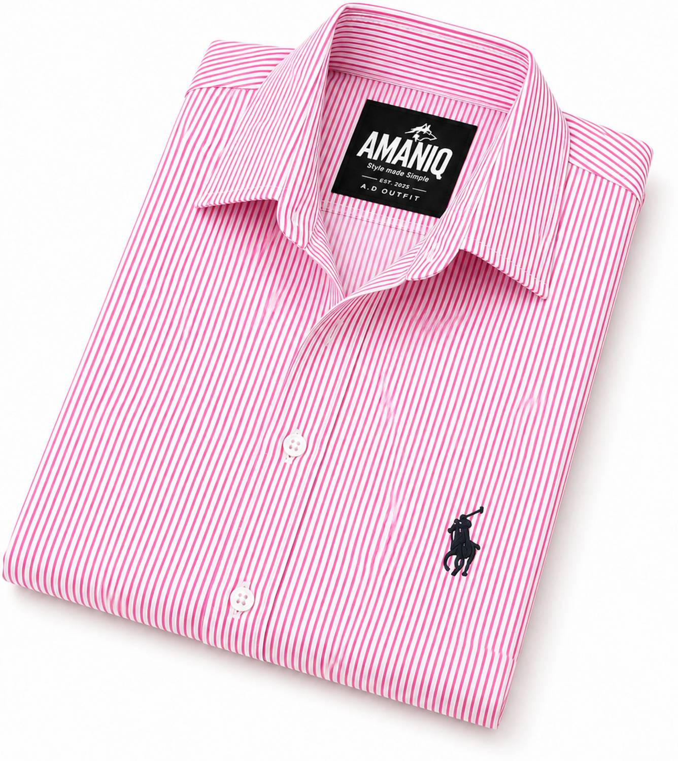 Amaniq Striped Casual Pink Shirt - Image 1