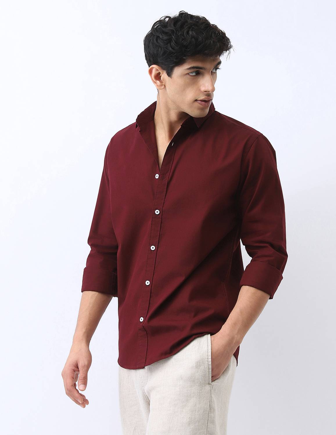 Urbano Fashion Men Maroon Casual Shirt - Image 2
