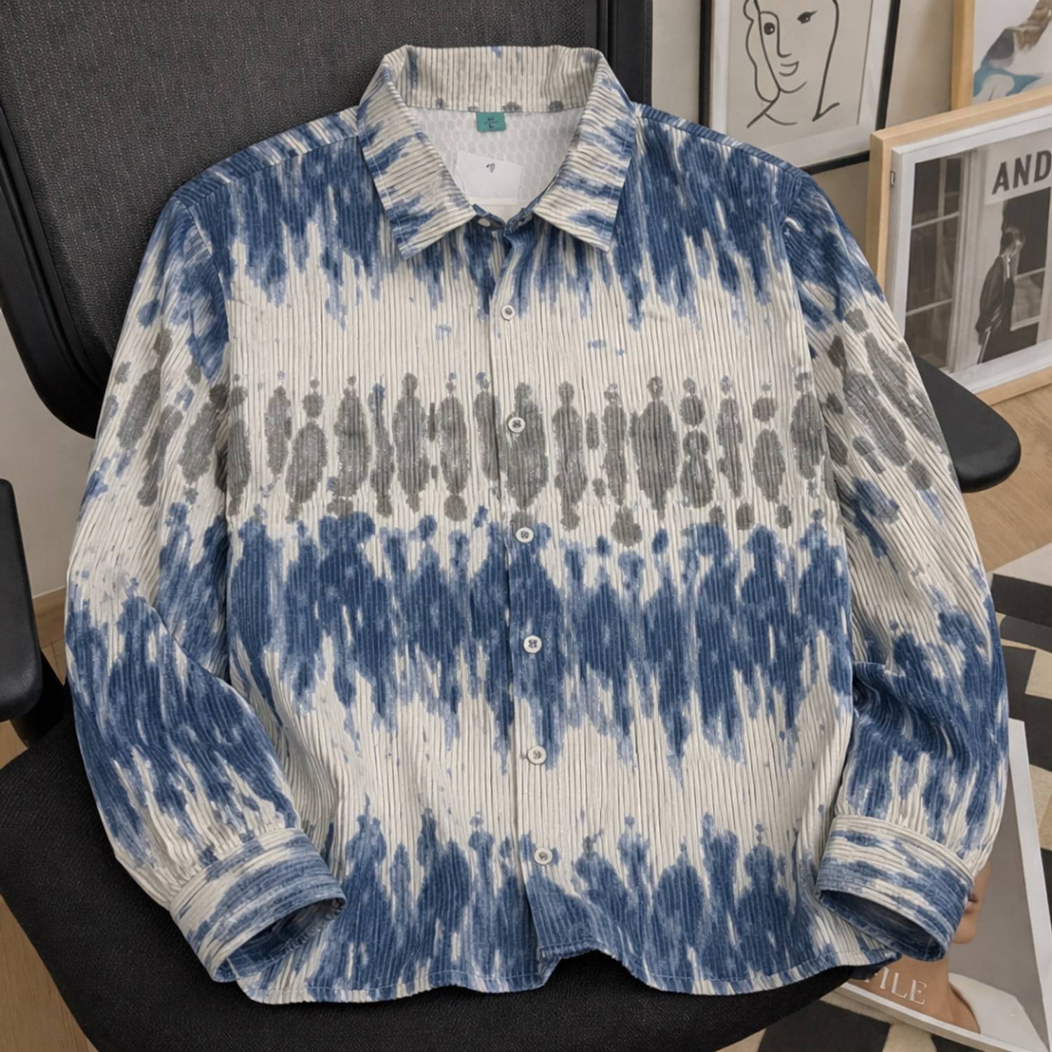 Try This Men Color Block Blue Shirt - Image 1