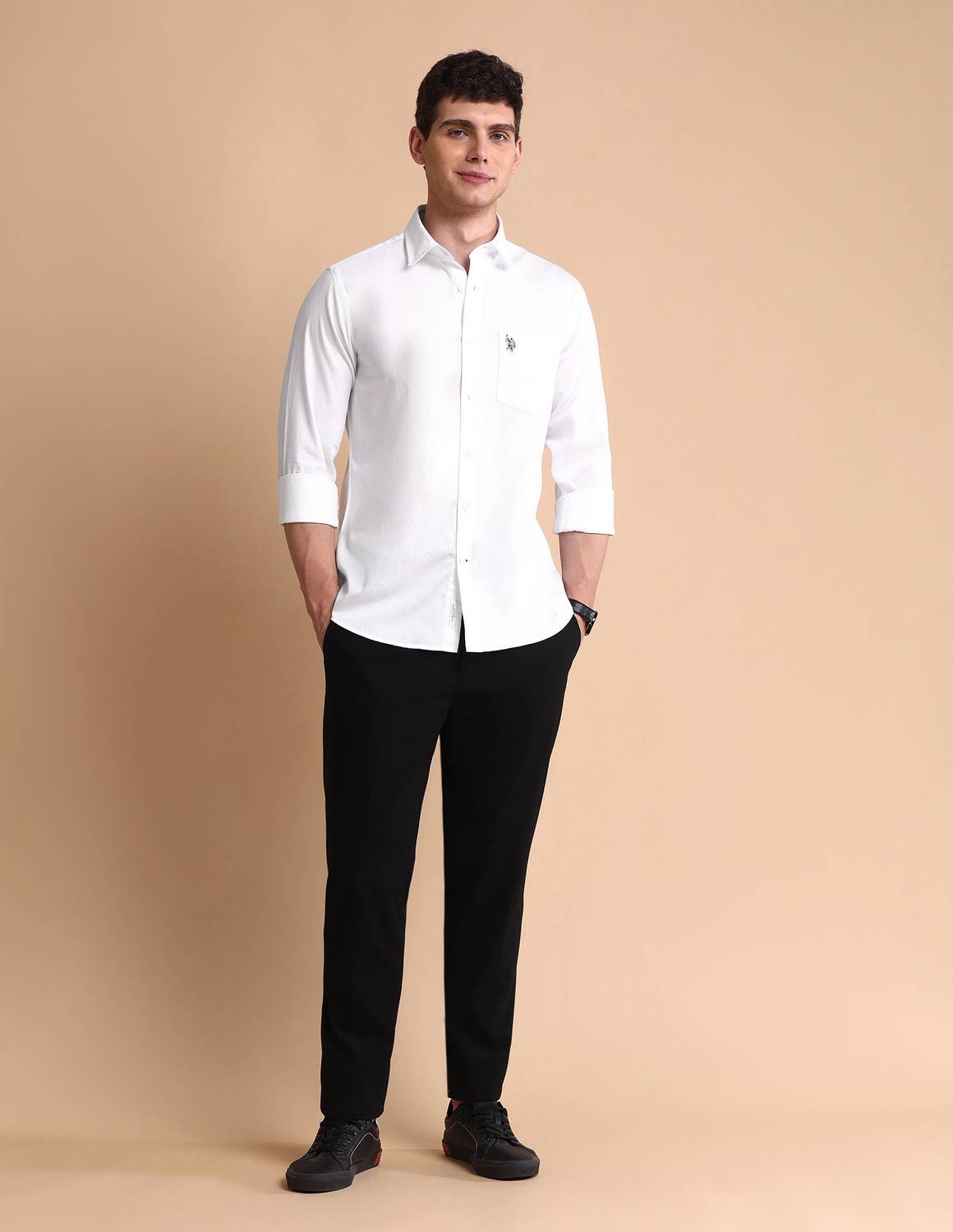U.S. POLO ASSN. Men Solid Casual White Shirt - Image 3