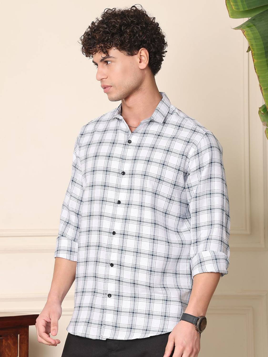 METRONAUT Men Checkered Casual White Shirt - Image 4