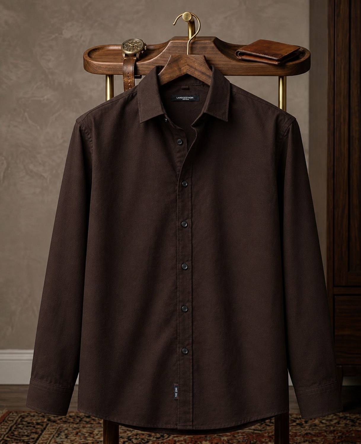 JCOSTA Men Solid Casual Brown Shirt