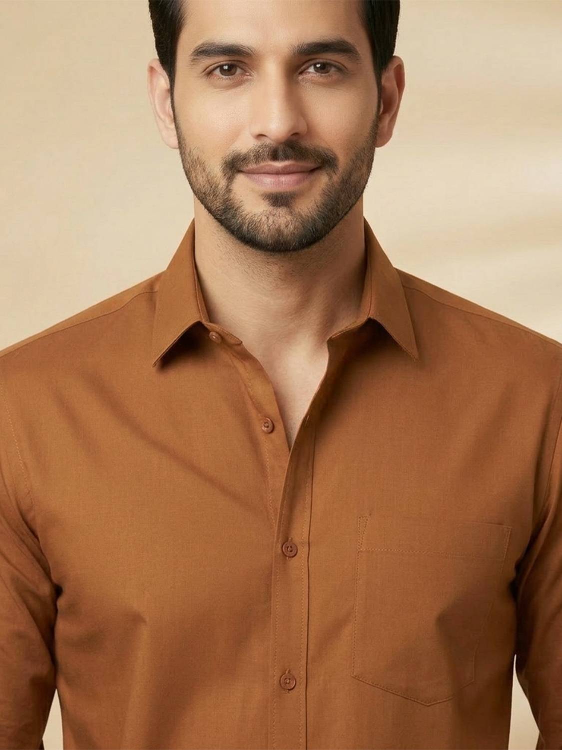 METRONAUT Men Solid Casual Brown Shirt - Image 4