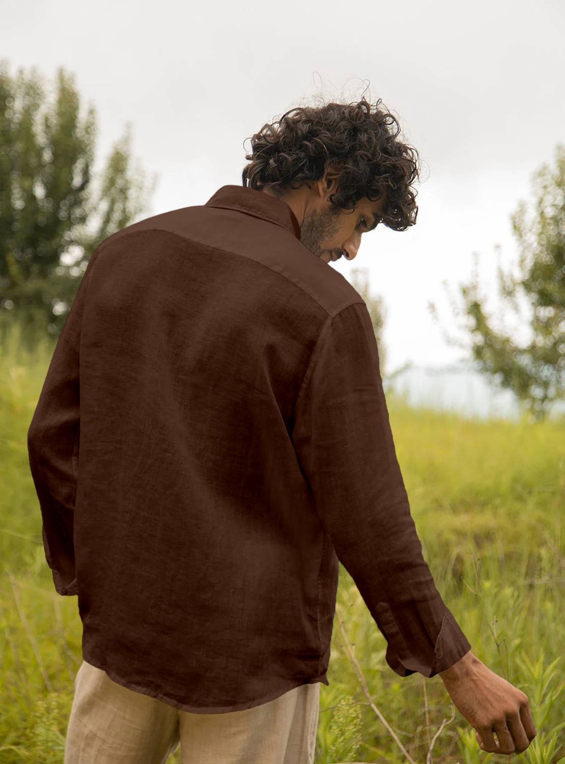 javier Men Solid Casual Brown Shirt - Image 1