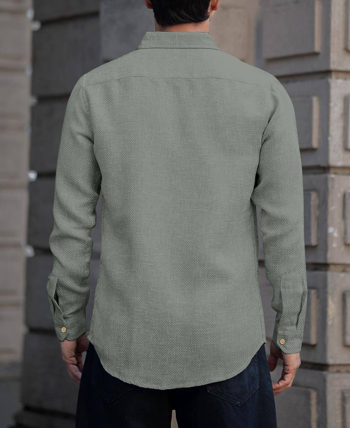 javier Men Self Design Casual Grey Shirt - Image 2