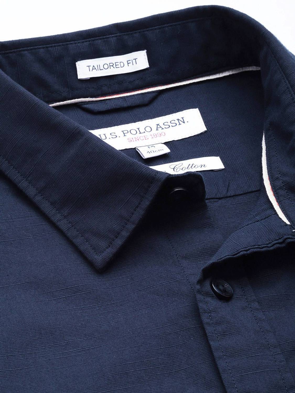U.S. POLO ASSN. Men Solid Casual Blue Shirt - Image 2