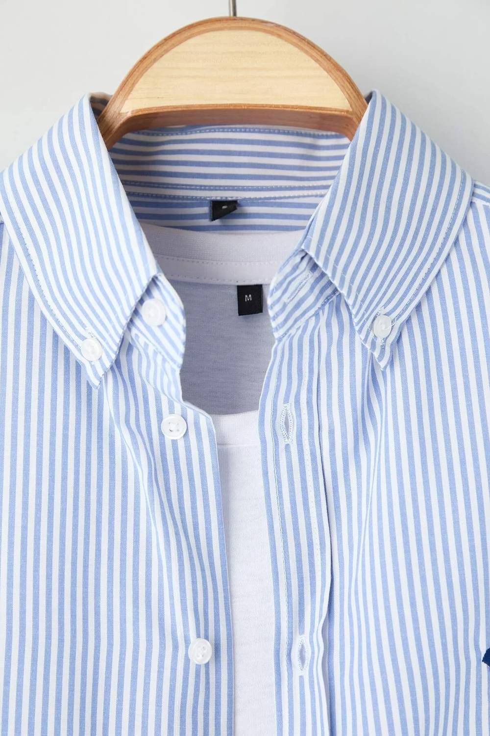 JNV FASHION Men Striped Casual Light Blue, White Shirt - Image 4