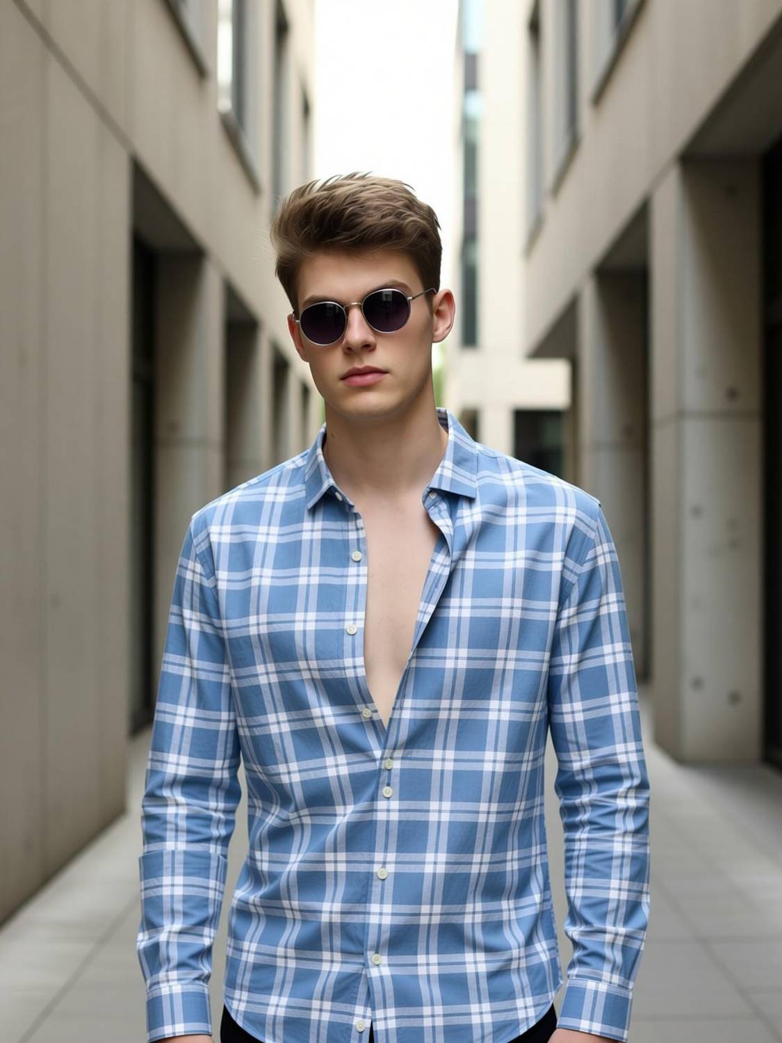 RODEIZ Men Checkered Blue Shirt - Image 1