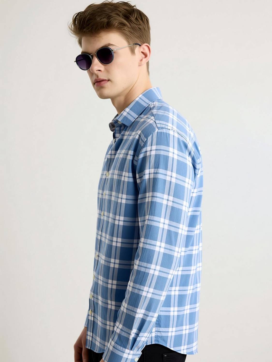 RODEIZ Men Checkered Blue Shirt - Image 2