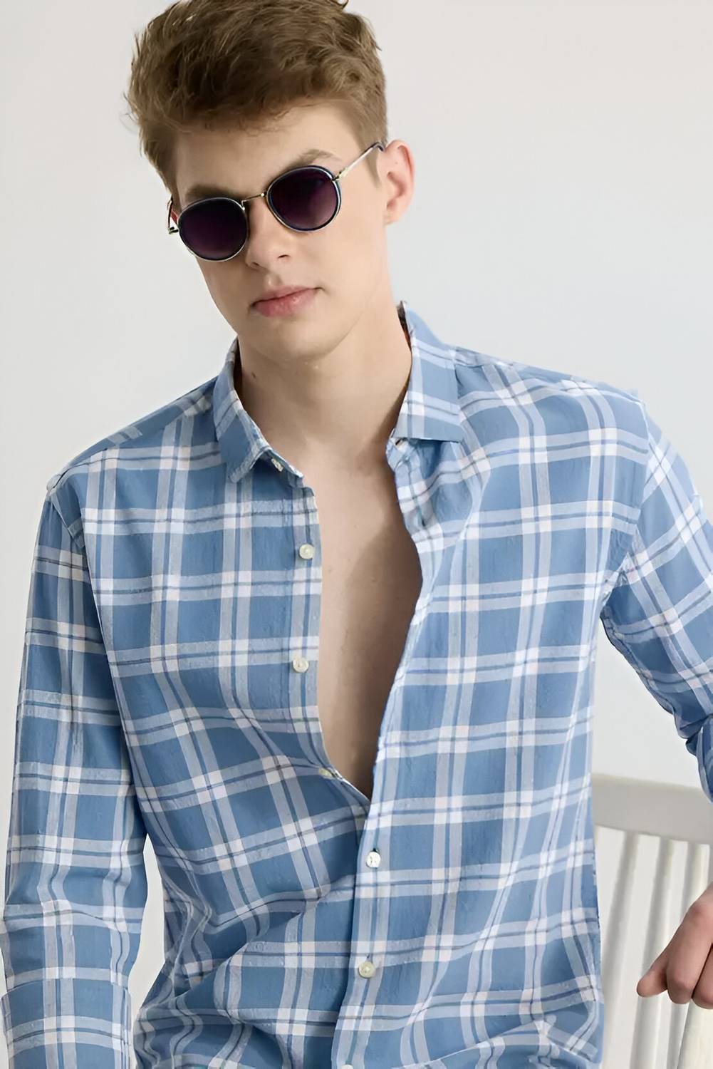 RODEIZ Men Checkered Blue Shirt - Image 4