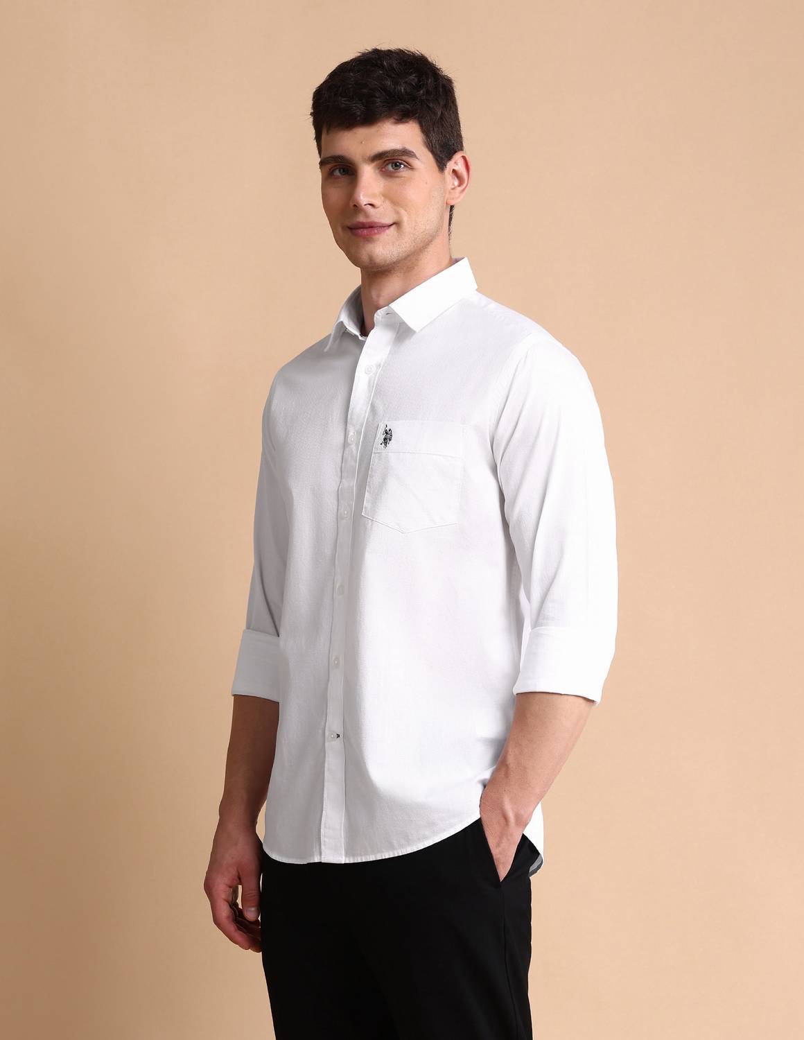 U.S. POLO ASSN. Men Solid Casual White Shirt - Image 4