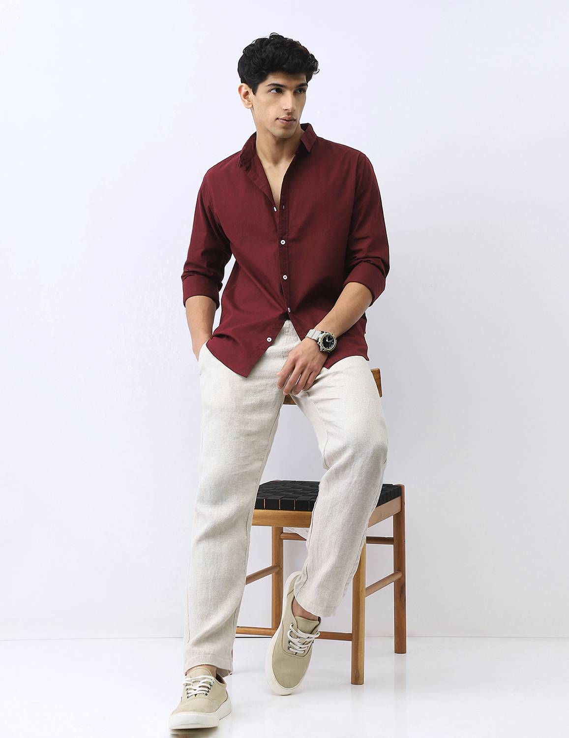 Urbano Fashion Men Maroon Casual Shirt - Image 4