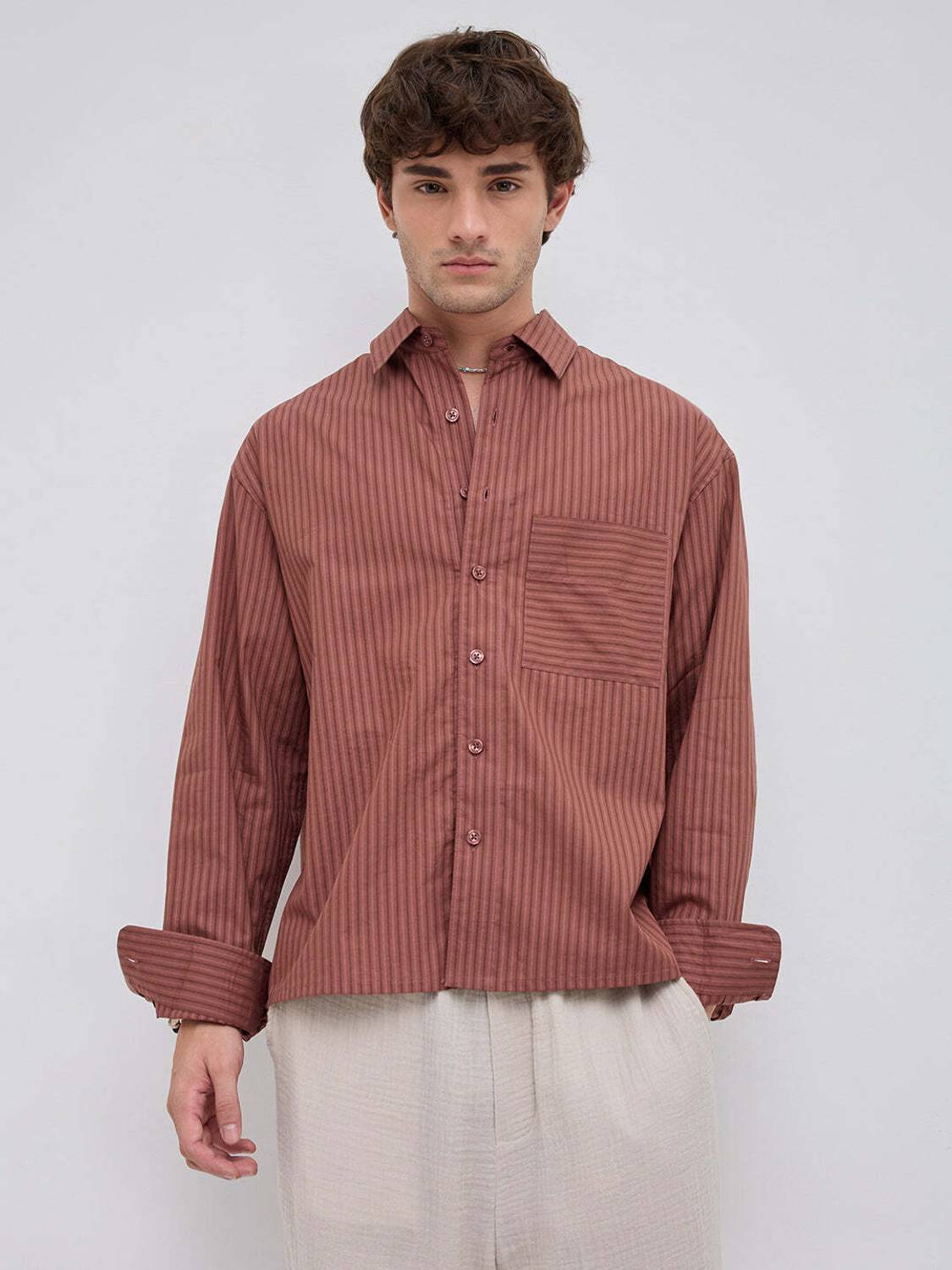 VASTRADO Men Striped Casual Red Shirt - Image 5