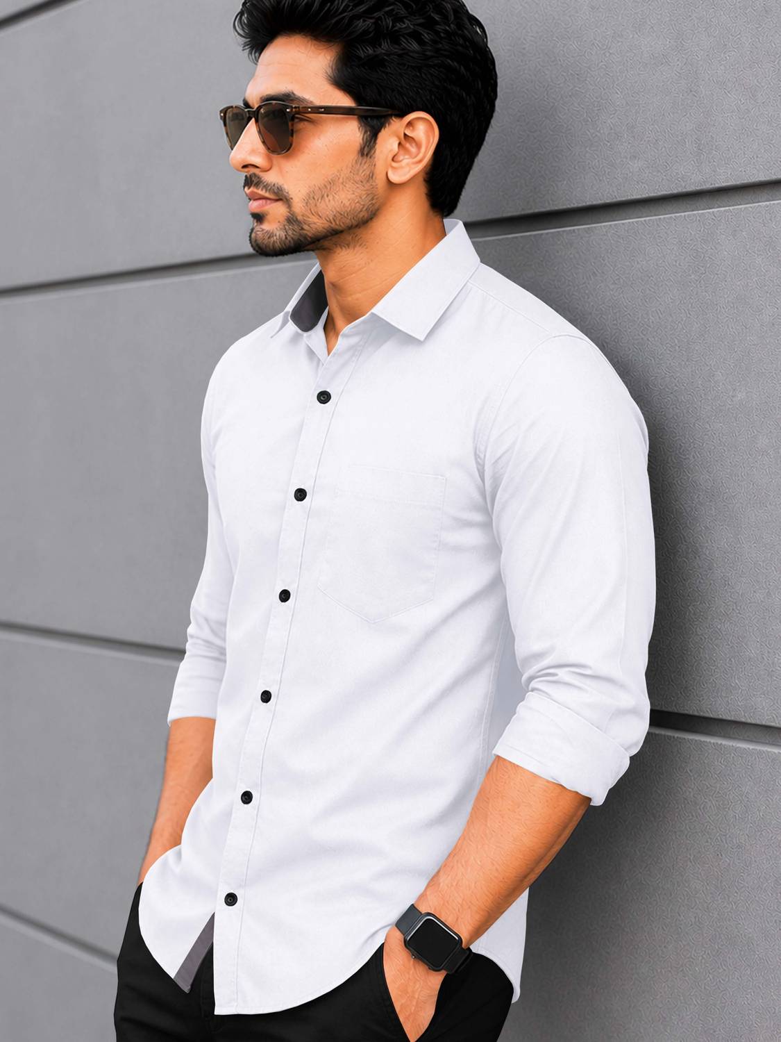 VeBNoR Men Solid White Shirt - Image 5