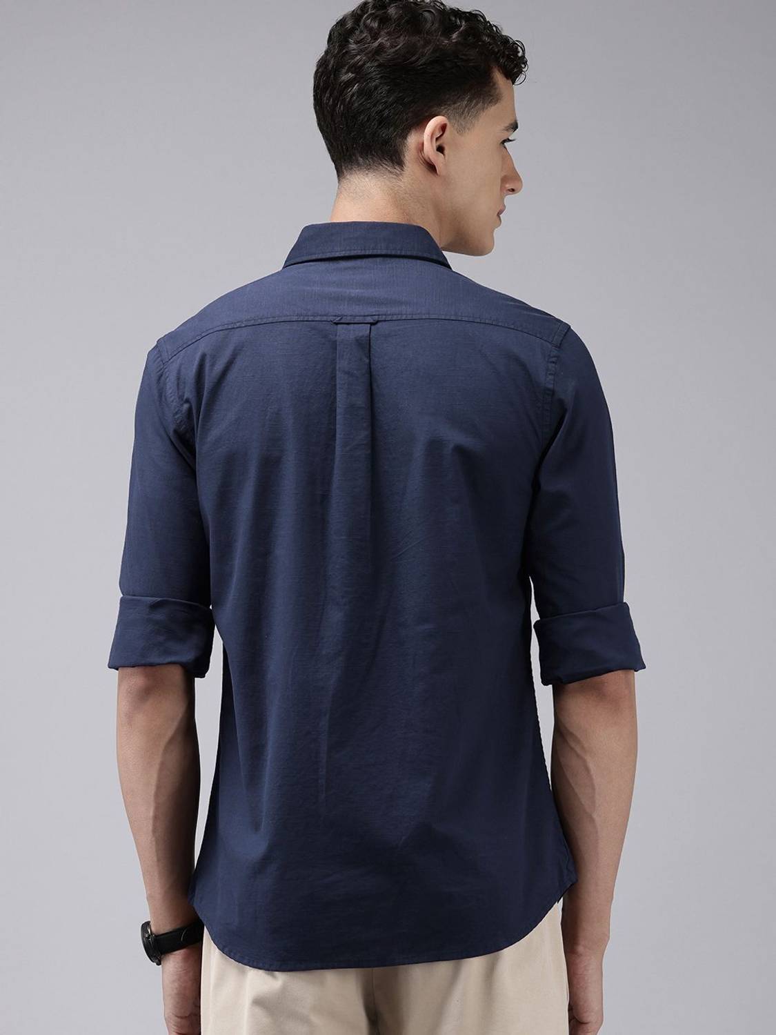 U.S. POLO ASSN. Men Solid Casual Blue Shirt - Image 4