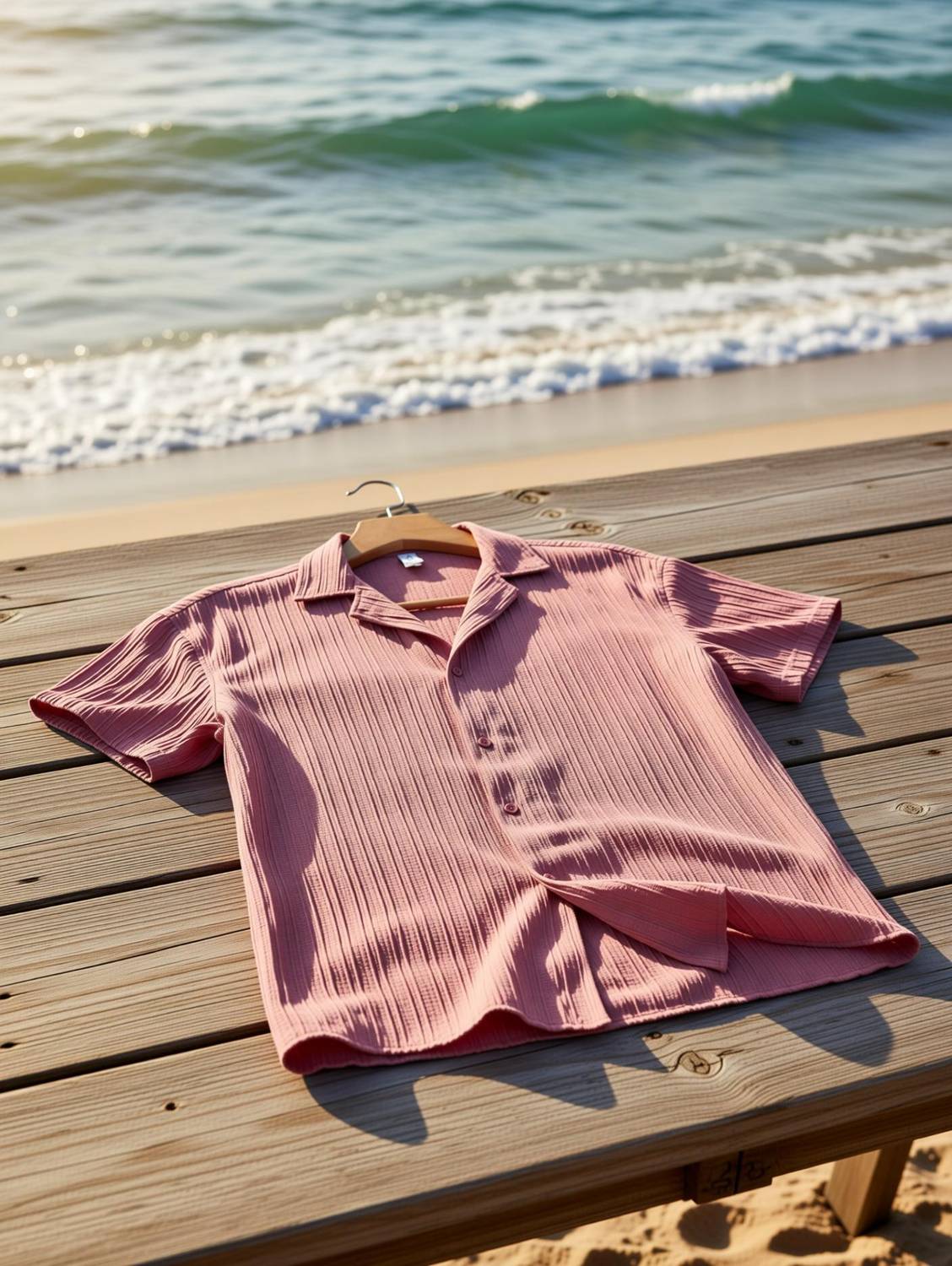 Lyphy Men Striped, Self Design Casual Pink Shirt