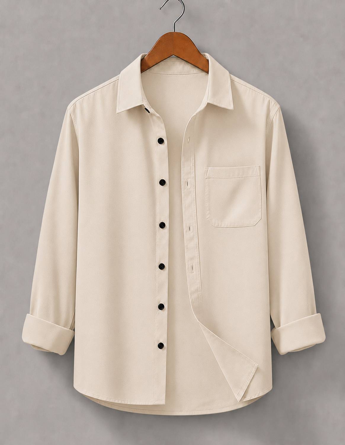 mozero Men Solid Casual Beige, Black Shirt - Image 2