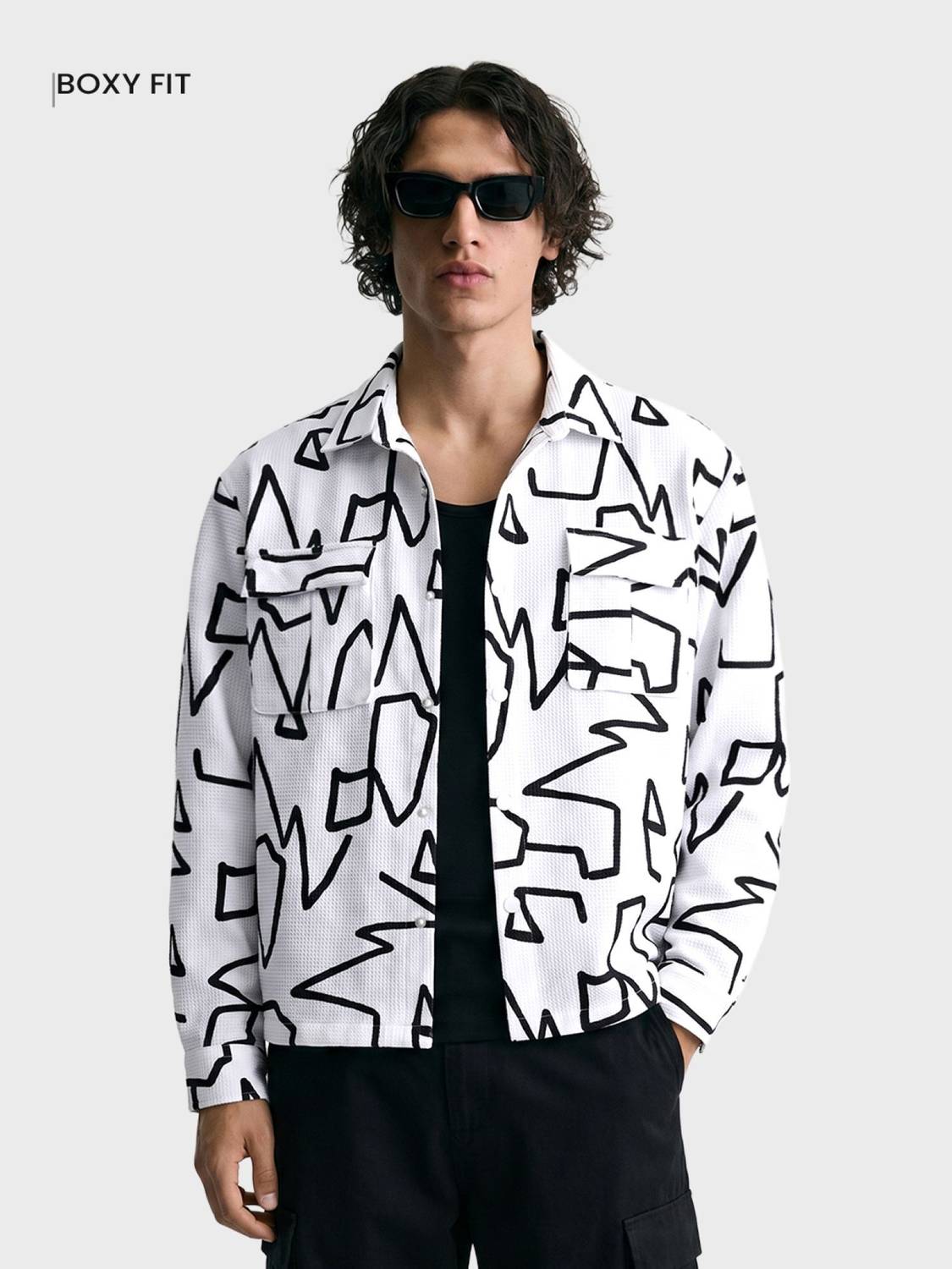 The Indian Garage Co. Men Printed Casual White Shirt - Image 1