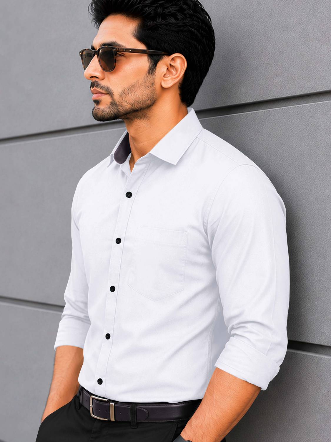 VeBNoR Men Solid White Shirt - Image 4