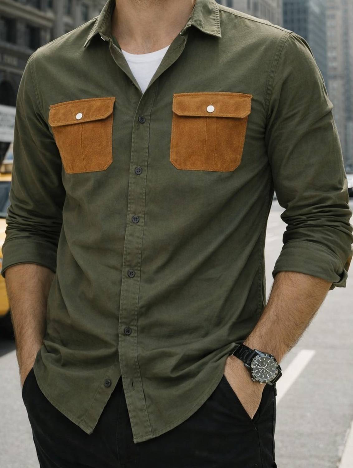 TINZ Men Solid Casual Green Shirt - Image 4