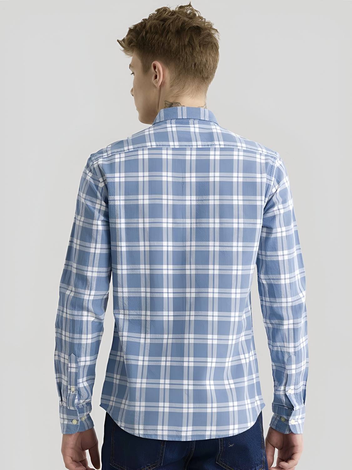 RODEIZ Men Checkered Blue Shirt - Image 5