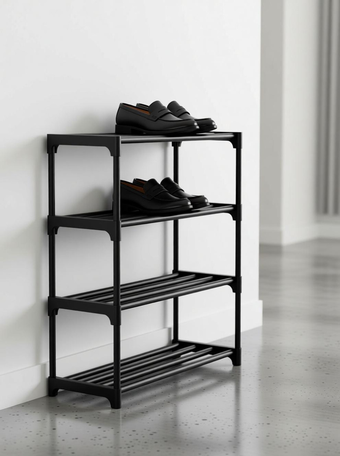 Quickmart Multipurpose 4 Shelves plastic Shoe Rack Stand For Footwear, Toys, Clothes Plastic Shoe Rack