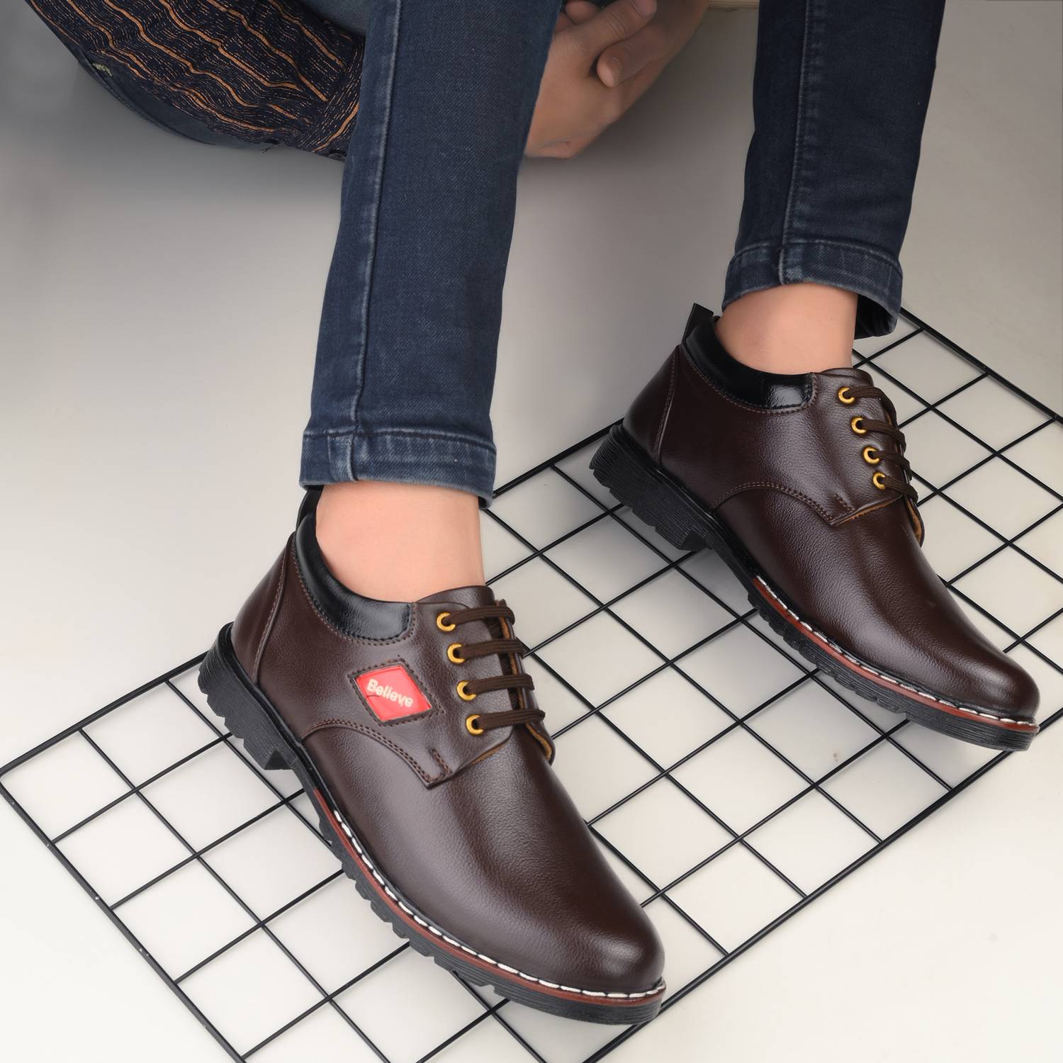 Believe Men's Brown Derby Formal Shoe - Image 4