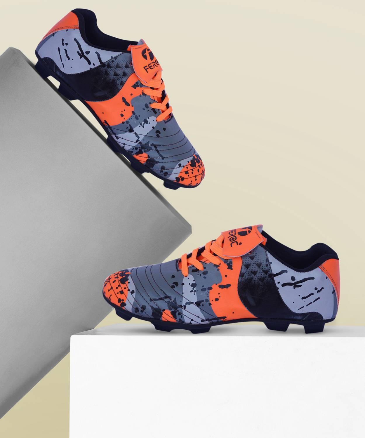 FEROC Orange Grand Rubber Football Shoes For Men - Image 1