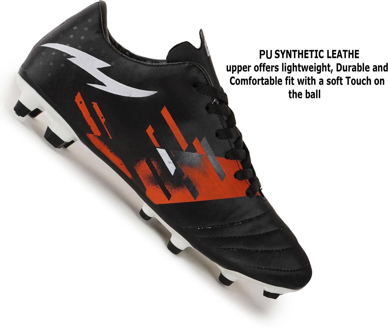 Ultimate Mark Black Synthetic Football Studs Shoes - Image 2