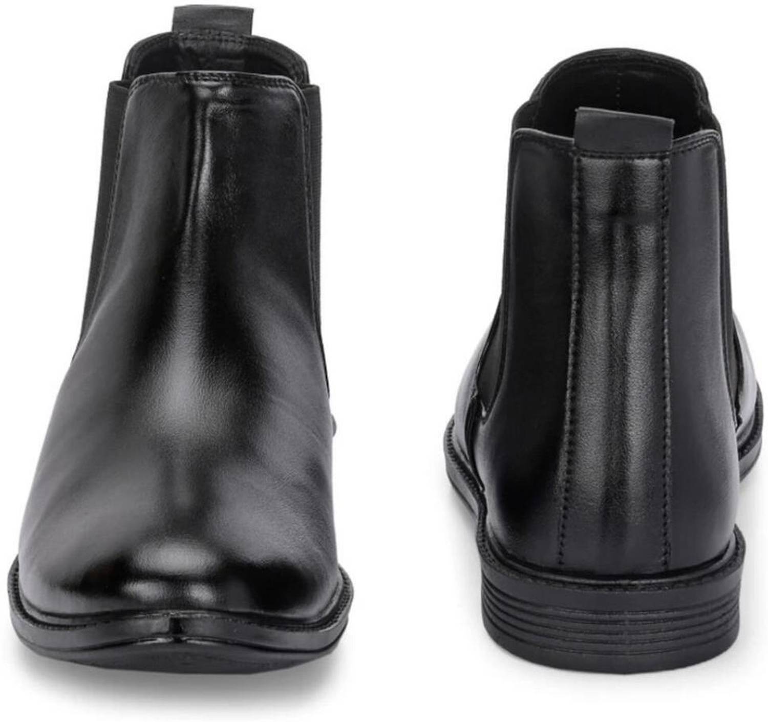 MEGPAR Black Synthetic Leather Chelsea Boots - Image 2
