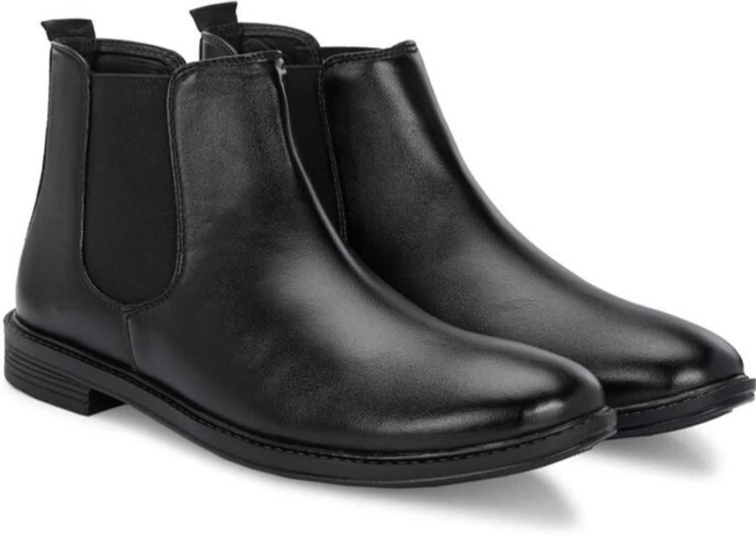 MEGPAR Black Synthetic Leather Chelsea Boots - Image 3