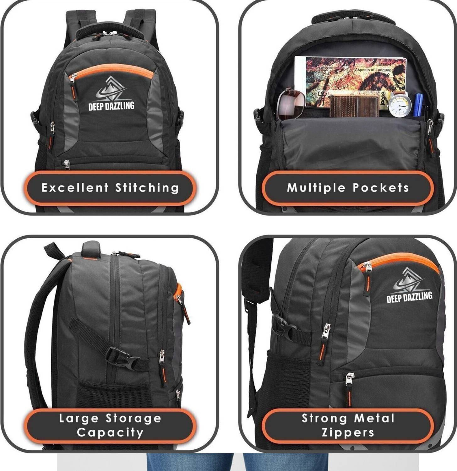 DeepDazzling Spacy 35L Black Backpack - Image 3