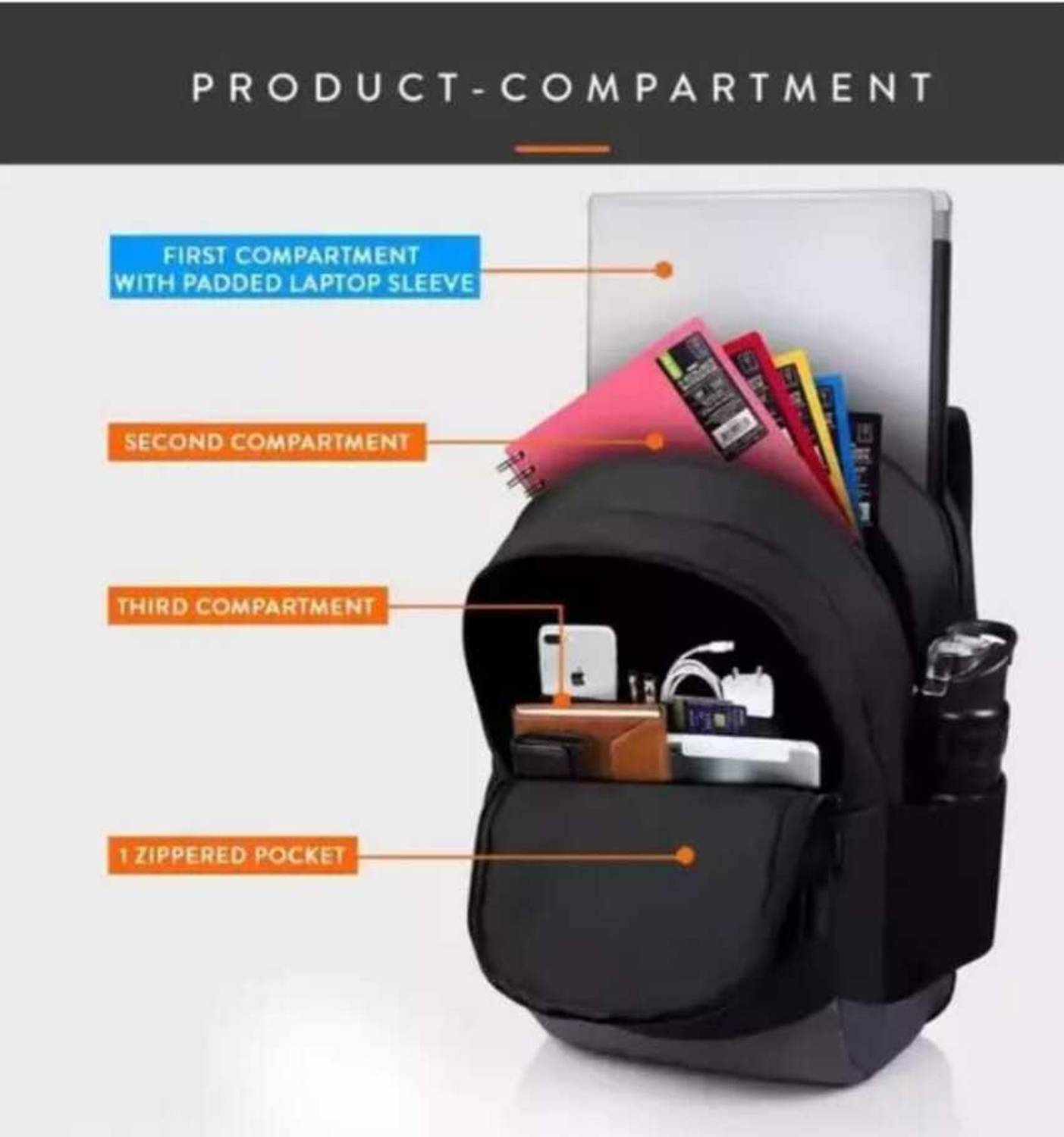 ADAAZEL 45L Black Laptop Backpack - Image 4