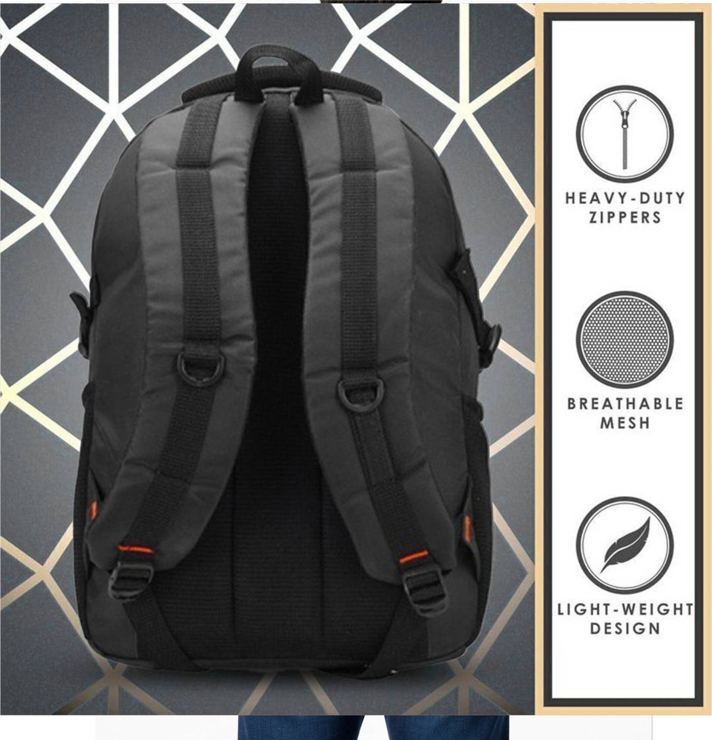 DeepDazzling Spacy 35L Black Backpack - Image 2