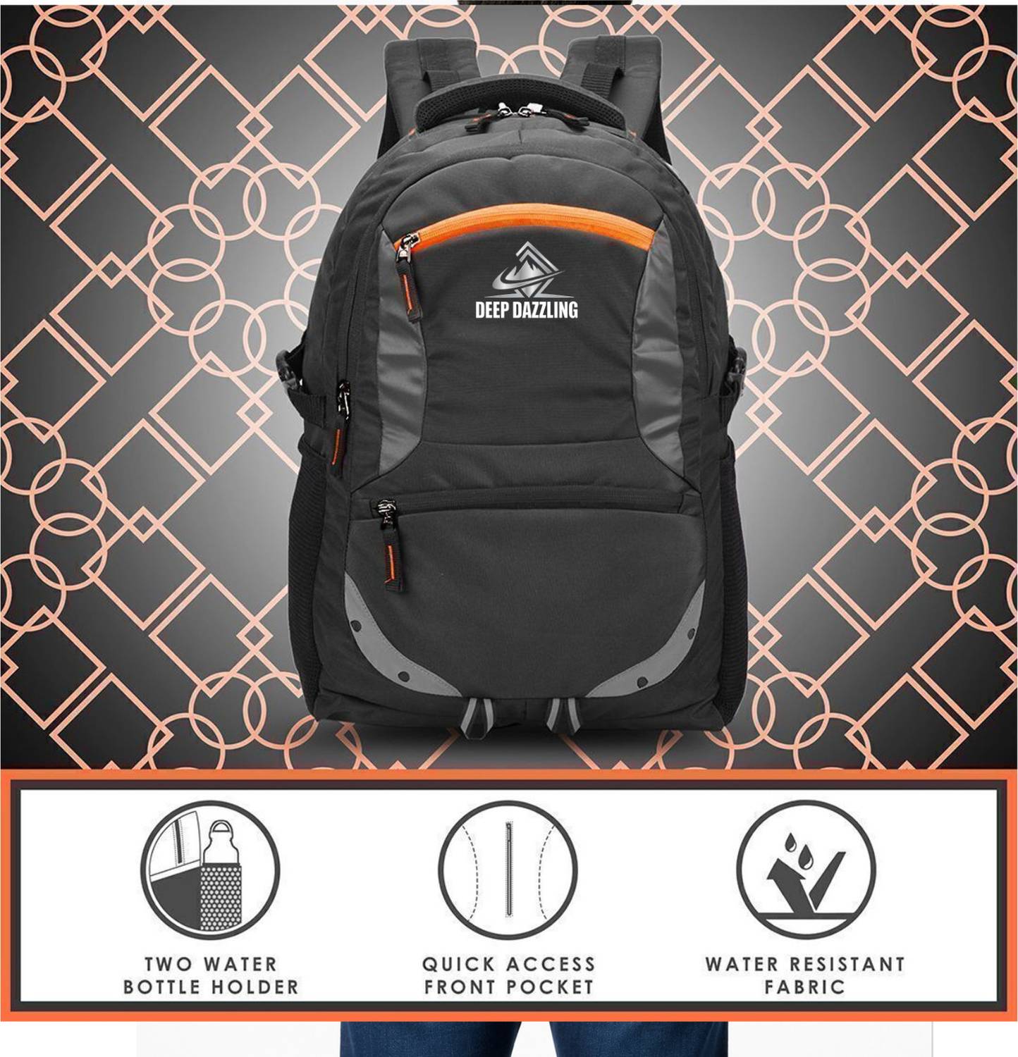 DeepDazzling Spacy 35L Black Backpack - Image 5