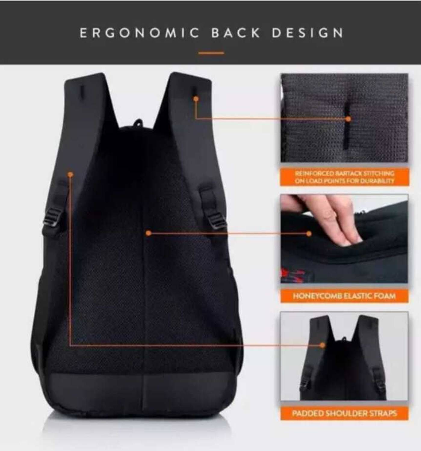 ADAAZEL 45L Black Laptop Backpack - Image 3