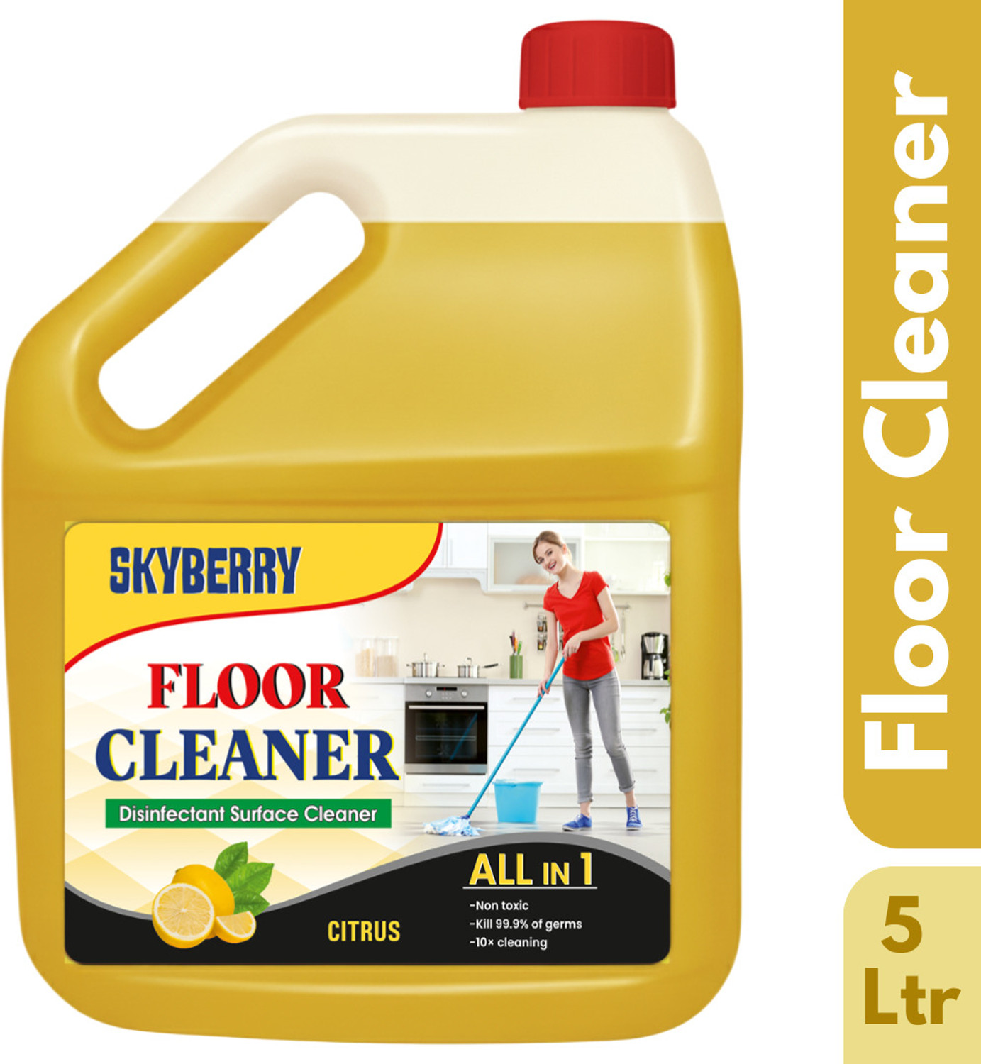 Skyberry Ceramic, & Tile Cleaner, Multi-surface Floor Cleaner Kills 99.9% Germs citrus