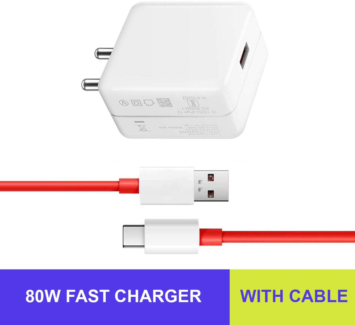 Smarter Buy MBM 80W Dash Charger Adapter for OnePlus10 9, 9t, 9r,with Type C Dash Charging Cable 6 A Mobile Charger with Detachable Cable