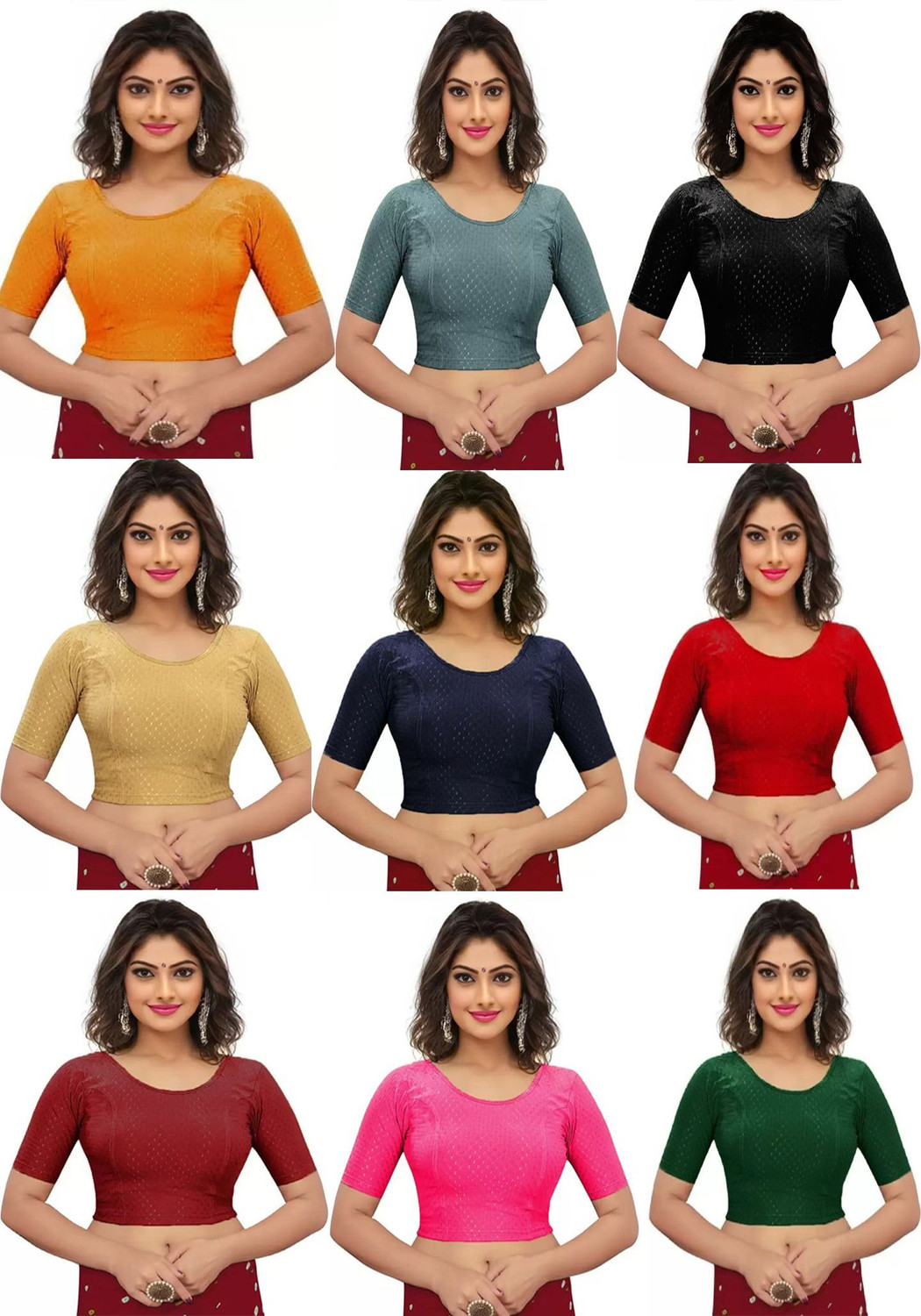 RadadiyaTRD Women Round Neck Half Sleeve Blouse