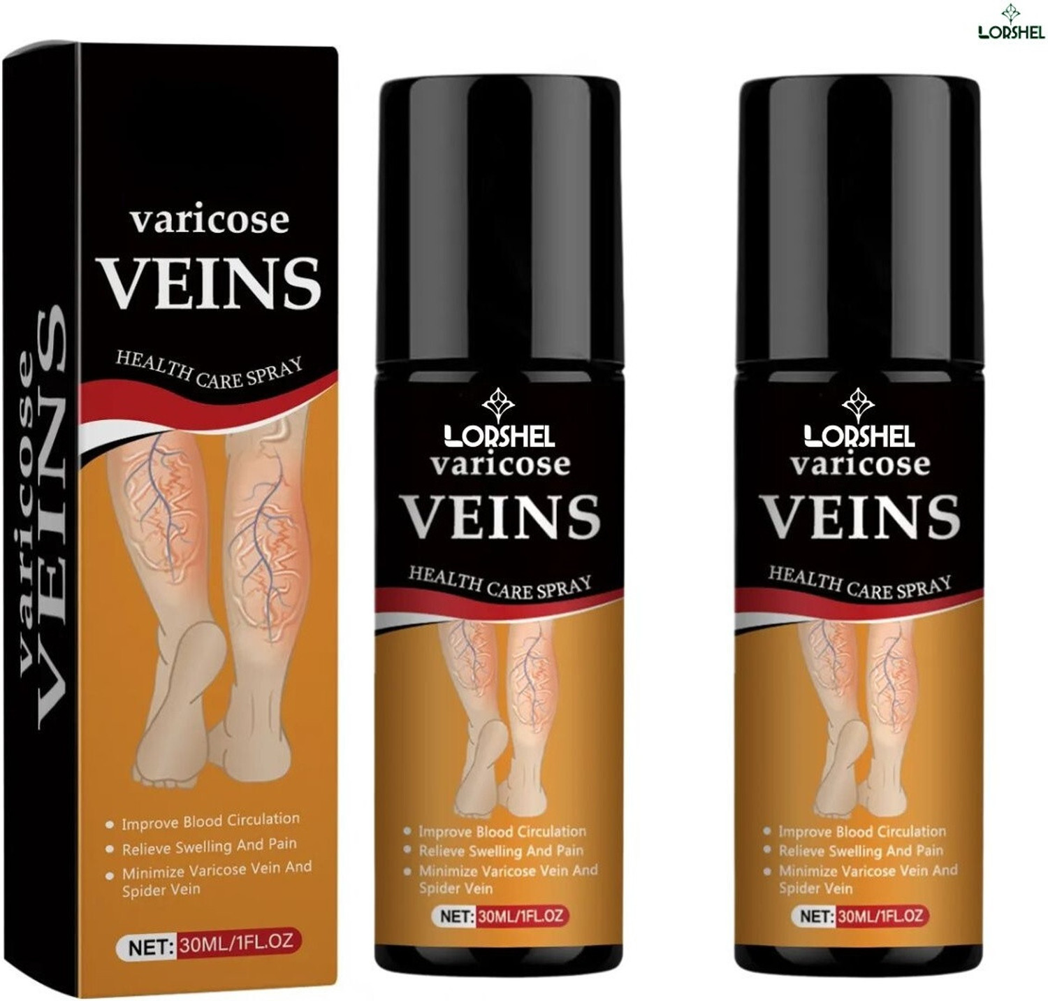 LORSHEL vericose vein spray soothing relief for throbbing varicose veins Liquid