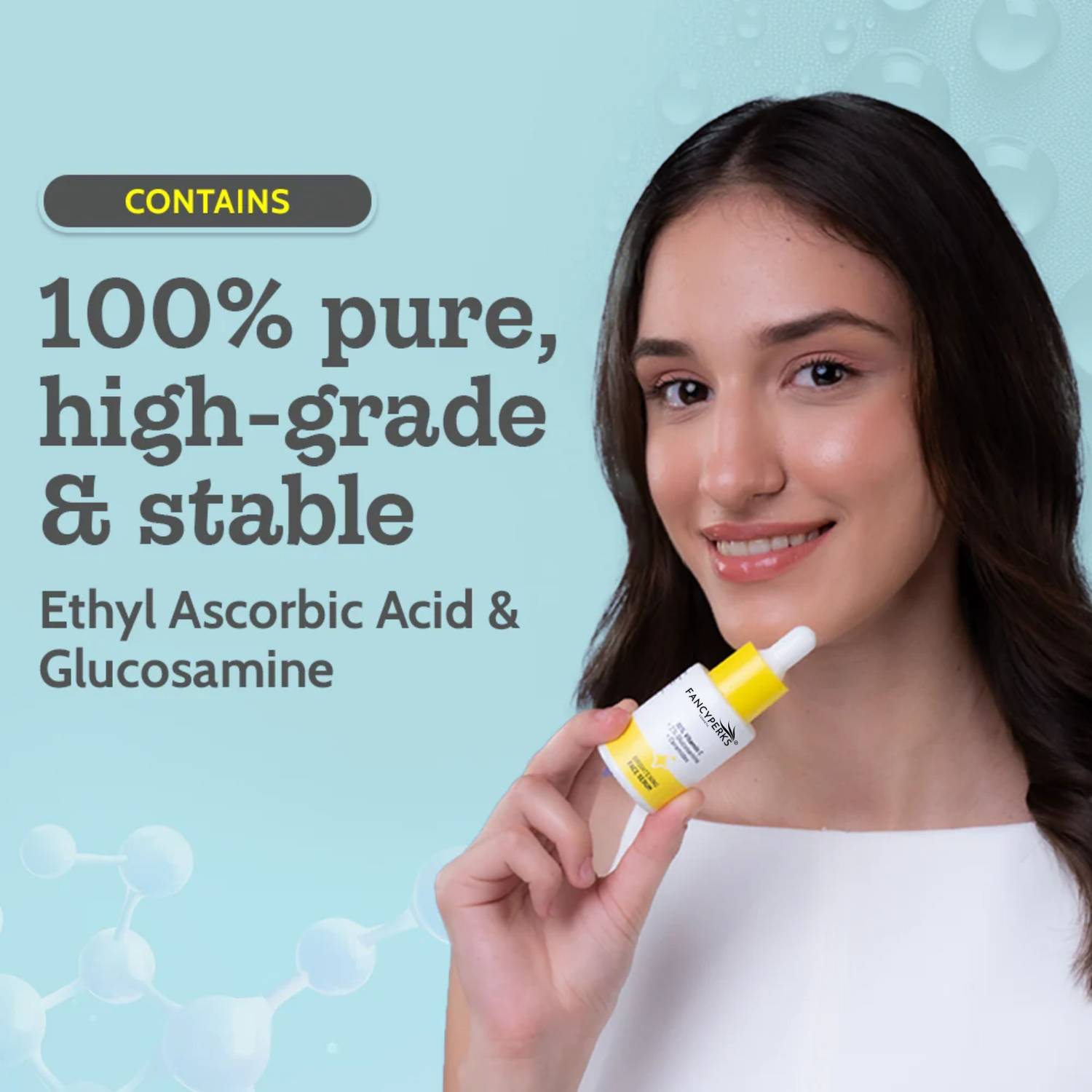 Fancyperks Face Serum 30ml with 10% Vitamin C, 2% Glucosamine & - Image 3
