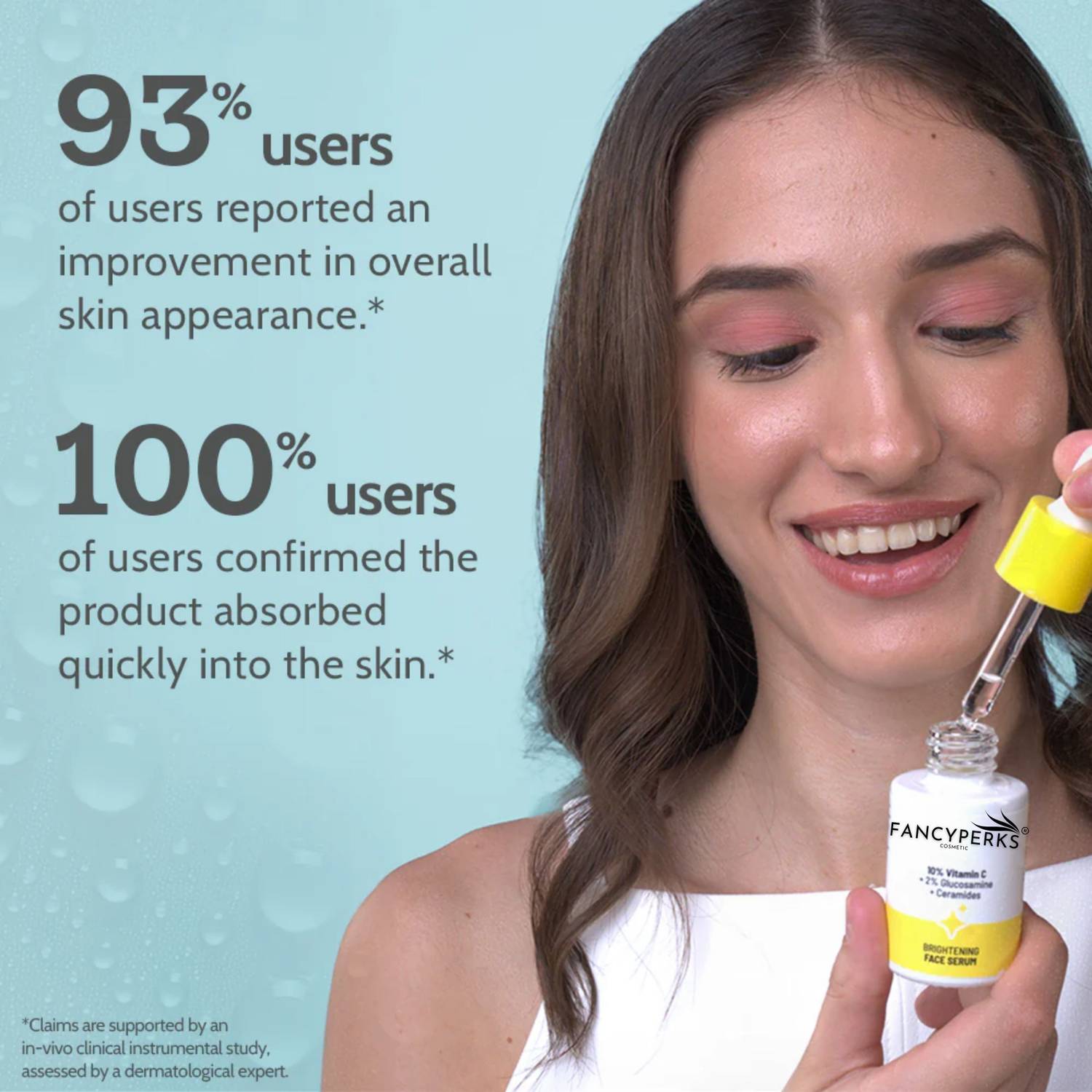 Fancyperks Face Serum 30ml with 10% Vitamin C, 2% Glucosamine & - Image 2